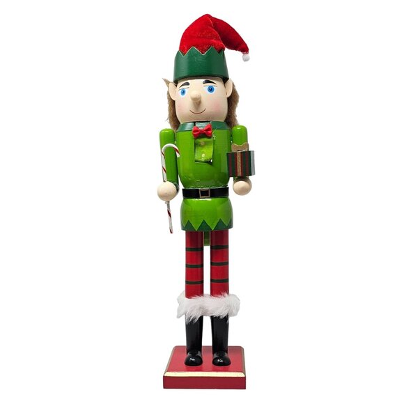 Green Holiday Elf 16" Christmas Nutcracker - Picture 1 of 4